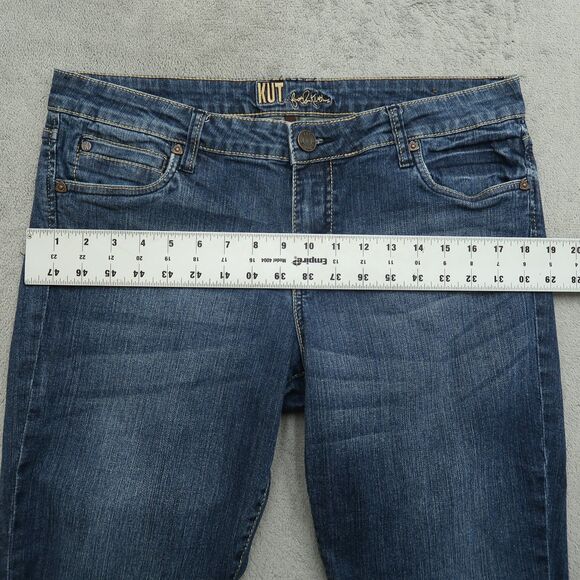 KUT from the Kloth Jeans Women's Size 12 Blue Mid-Rise Straight Denim 27" Inseam - Picture 9 of 16